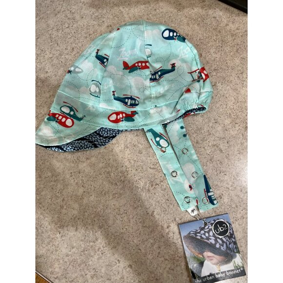 New UB2 Reversible Baby Sun Hat With Airplane & Blue Wave Design Adjustable Chi - Picture 3 of 7